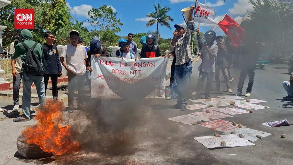 Mahasiswa NTT Murka! Aksi Bakar Ban Gegerkan DPRD